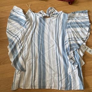 Ruffled stripped short sleeve t-shirt